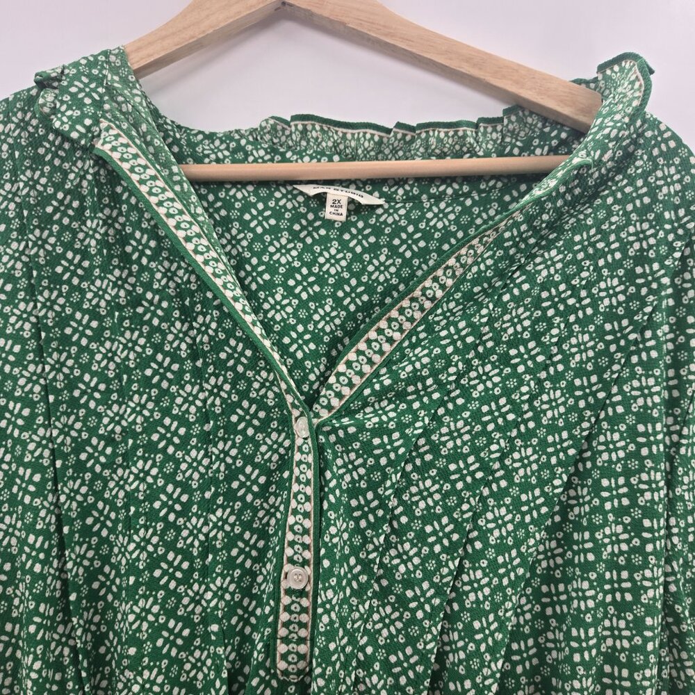 Max Studio Green Ruffled Tiered Maxi Dress 2x - Picture 9 of 15